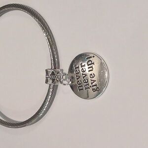 Silver Never Give Up Inspirational Dangle Charm for Pandora‎ Style Bracelet